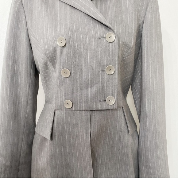 ROSS MAYER COLLECTION 2 PIECES GREY STRIPED BLAZER STRAIGHT LEG TROUSER SUIT SET - Picture 6 of 14